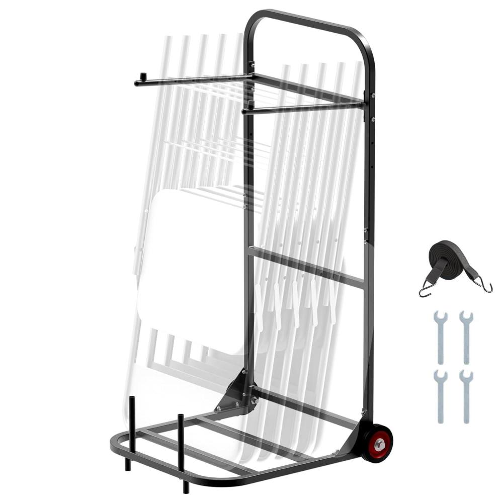 image:imageVEVOR Folding Chair Rack 300 LBS Capacity LShape Horizontal Placement Chair Cart for 25 Chairs HeavyDuty Metal Chair Storage Dolly with Rubber Wheels and Holders Large Chair Holder Matte BlackHanging type