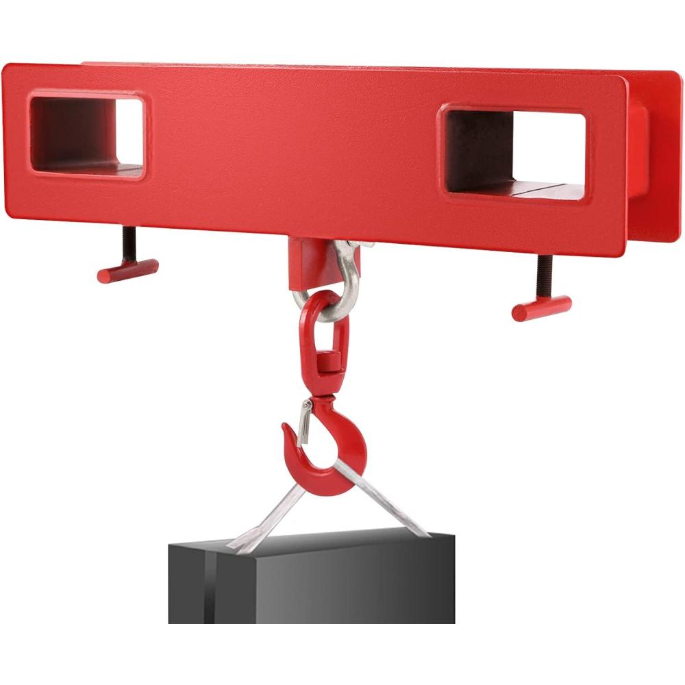 image:imageVEVOR Forklift Lifting Hook 6600lbs Capacity Forklift Lifting Hoist Red Forklift Mobile Crane with Swivel Hook and Two Large TScrews Hook Forklift Lifting Hoist Fork Lifting Attachment4400 LBS