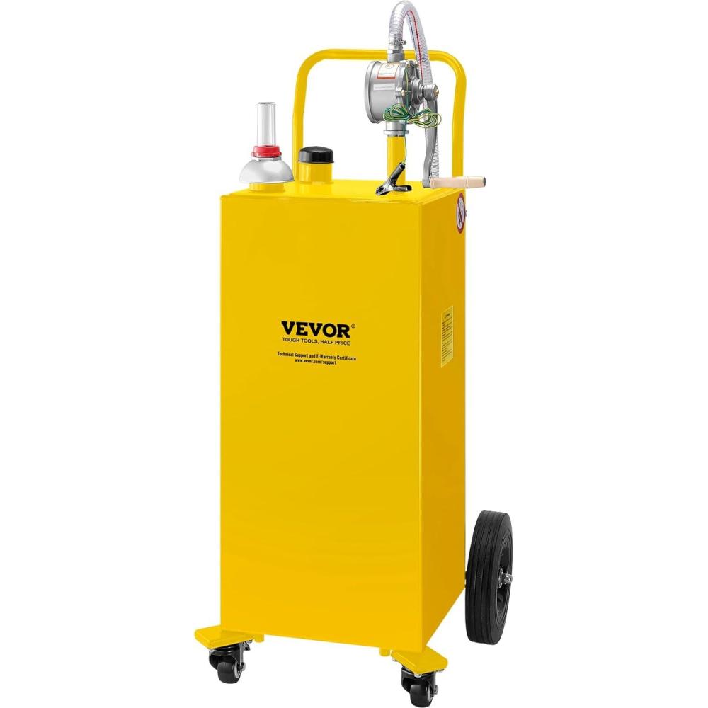 image:imageVEVOR Fuel Caddy 35 Gallon Gas Storage Tank on 4 Wheels with Manual Transfer Pump Gasoline Diesel Fuel Container for Cars Lawn Mowers ATVs Boats More YellowYellow