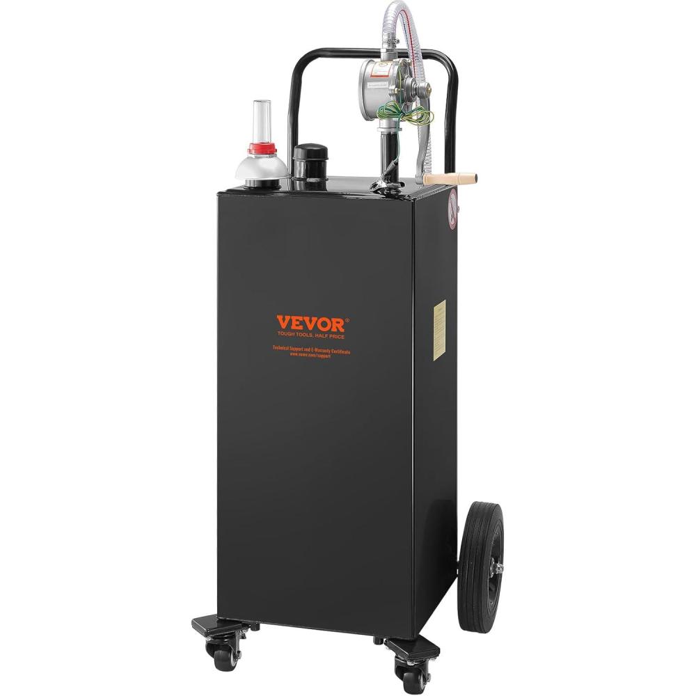 image:imageVEVOR Fuel Caddy 35 Gallon Gas Storage Tank on 4 Wheels with Manual Transfer Pump Gasoline Diesel Fuel Container for Cars Lawn Mowers ATVs Boats More YellowBlack