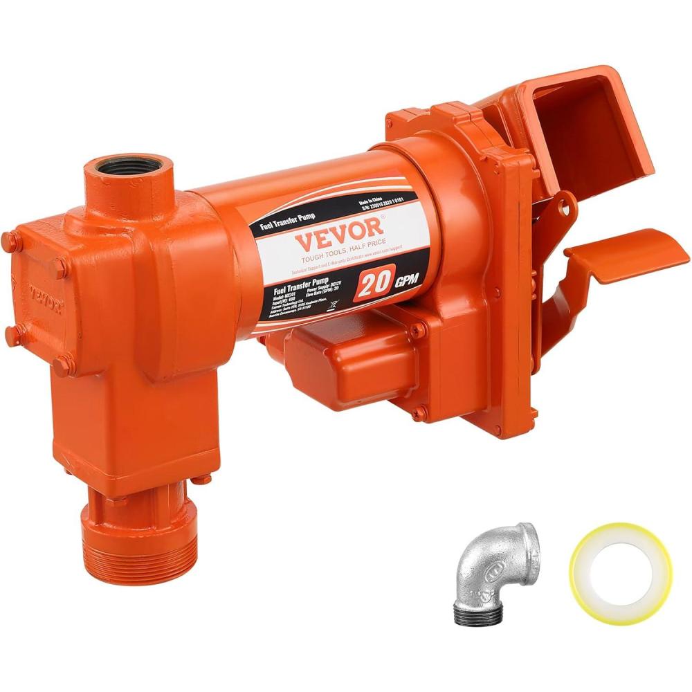 image:imageVEVOR Fuel Transfer Pump 12V DC 16 GPM 14 HP Gasoline Extractor Pump with Automatic Nozzle Discharge Hose amp Suction Pipe for Gasoline Diesel Kerosene Ethanol amp Methanol Blends and Biodiesel12V 20GPM without Accessories