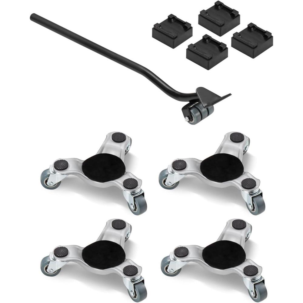 image:imageVEVOR Furniture Dolly 4 Pack 6Inch Steel TriDolly with 360 PP Swivel Wheels and NonSlip Cap 3 Wheels Furniture Lift Mover Tool Set for Moving Heavy Furniture Refrigerator Sofa4 Pack 6Inch