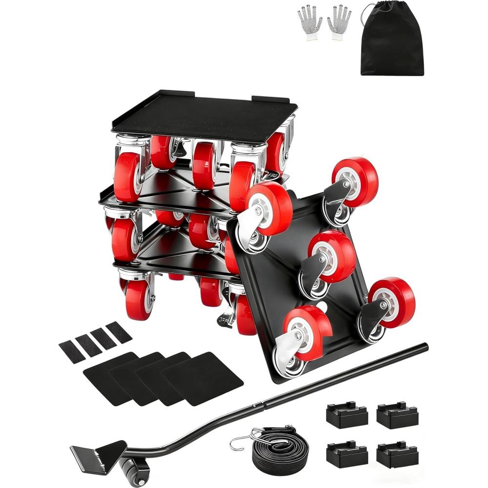 image:imageVEVOR Furniture Dolly Heavy Duty Furniture Movers with 5 x 360 Rotation Wheels Carbon Steel Panel Furniture Lift Slider Tool Set for Appliances Sofa Fridge Washing MachineXL 78 x 78