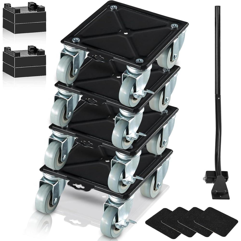 image:imageVEVOR Furniture Dolly Heavy Duty Furniture Movers with 5 x 360 Rotation Wheels Carbon Steel Panel Furniture Lift Slider Tool Set for Appliances Sofa Fridge Washing Machine4 Pack 64x69