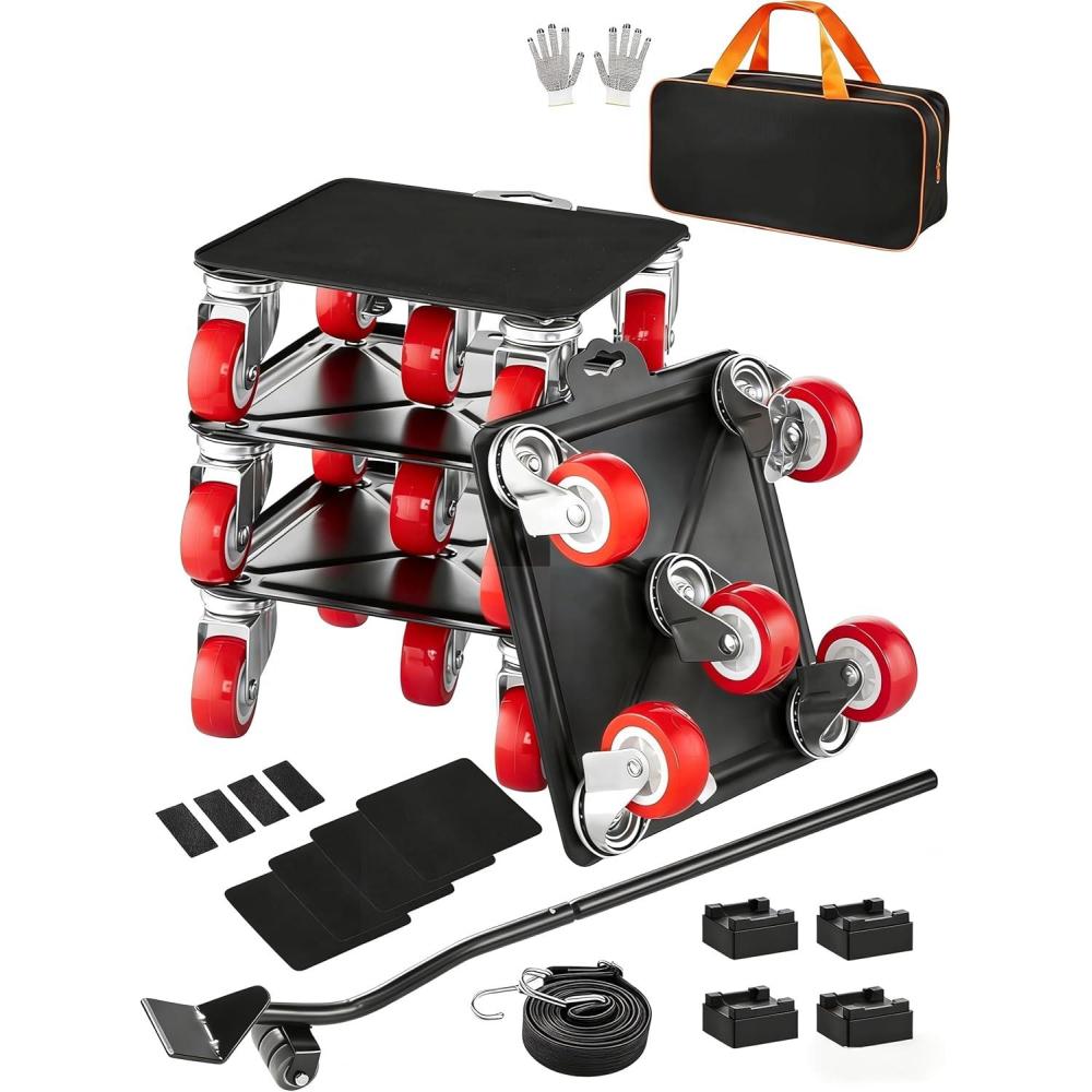 image:imageVEVOR Furniture Dolly Heavy Duty Furniture Movers with 5 x 360 Rotation Wheels Carbon Steel Panel Furniture Lift Slider Tool Set for Appliances Sofa Fridge Washing MachineL 63x69
