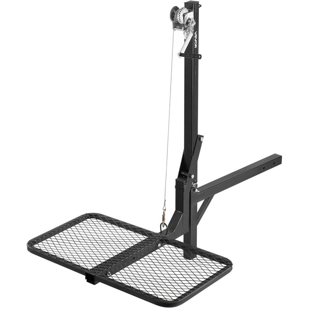 image:imageVEVOR Hitch Deer Hoist with Lifting System Platform 300 lbs Load Capacity Game Hoist Winch Lift with 2inch Receiver 360Degree Swivel Shaft amp Foldable HitchMounted Deer Hanger for Moving Game300 lbs