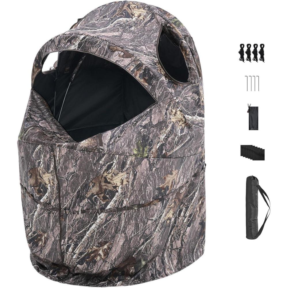 image:imageVEVOR Hunting BlindSee Through Ground Blinds with Carrying Bag 360 Degree Portable Camouflage TentDurable Concealed Shelter with Silent Side Door and Window for Turkey and DeerSingle Person