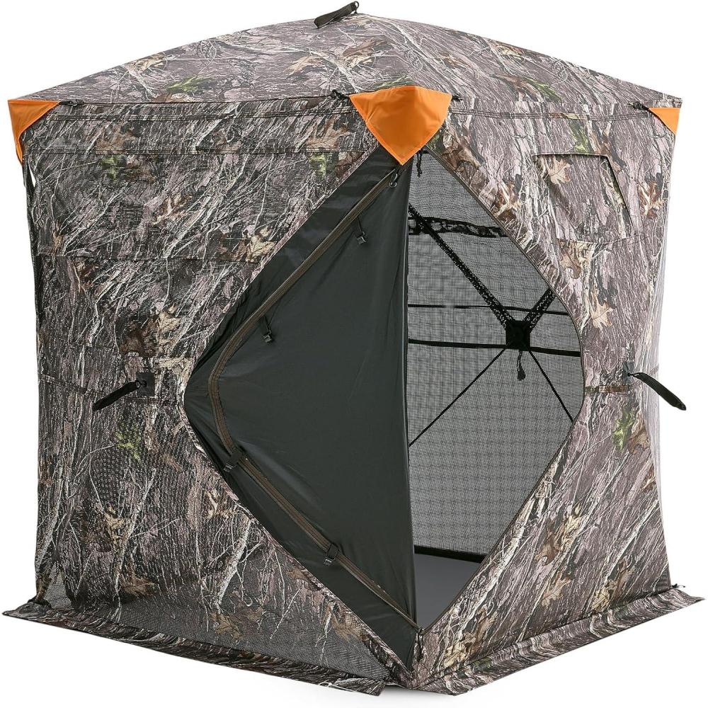 image:imageVEVOR Hunting BlindSee Through Ground Blinds with Carrying Bag 360 Degree Portable Camouflage TentDurable Concealed Shelter with Silent Side Door and Window for Turkey and Deer12 Person270See Through