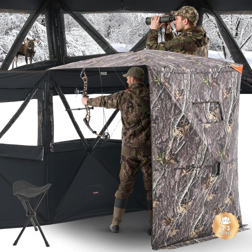 image:imageVEVOR Hunting BlindSee Through Ground Blinds with Carrying Bag 360 Degree Portable Camouflage TentDurable Concealed Shelter with Silent Side Door and Window for Turkey and Deer23 PersonThermal