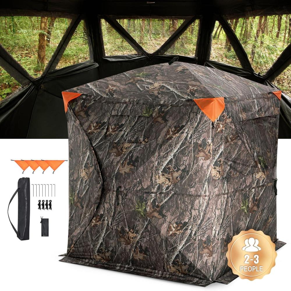 image:imageVEVOR Hunting BlindSee Through Ground Blinds with Carrying Bag 360 Degree Portable Camouflage TentDurable Concealed Shelter with Silent Side Door and Window for Turkey and Deer23 Person