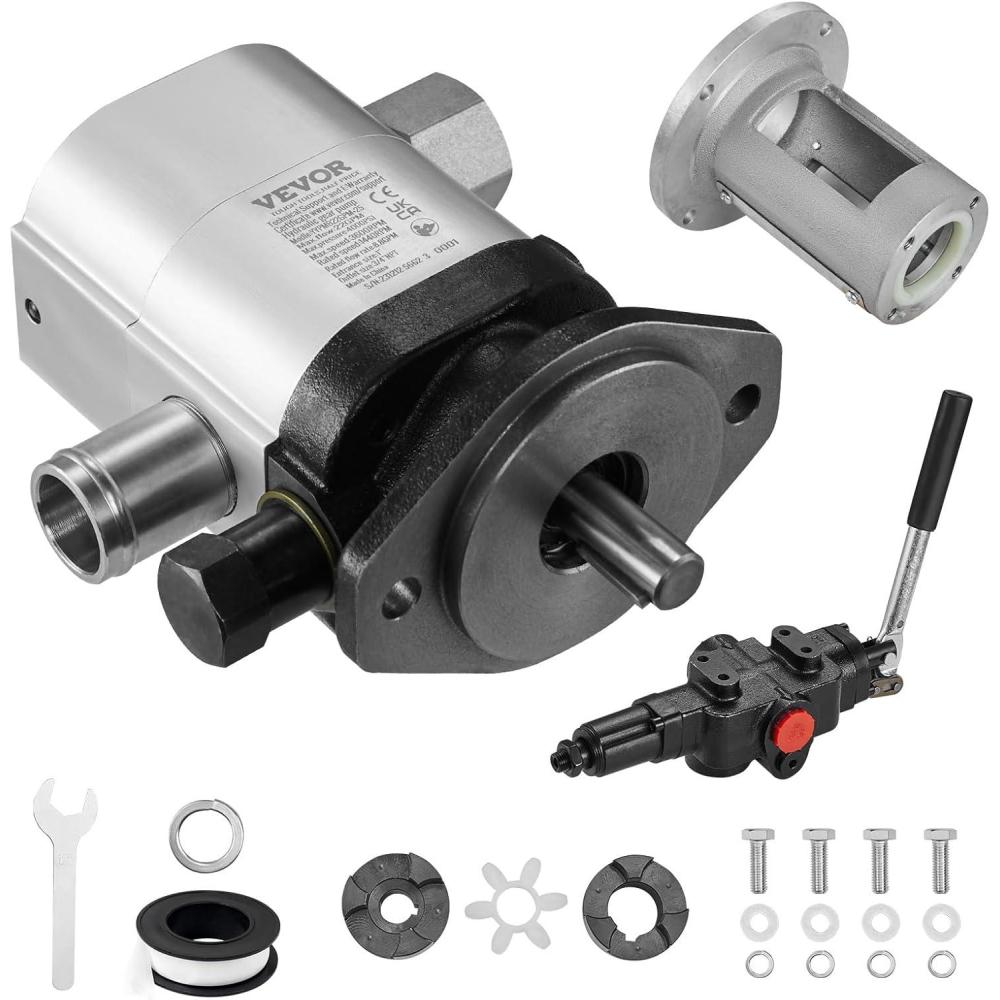 image:imageVEVOR Hydraulic Log Splitter Pump Kit 22GPM 2 Stage 4000PSI Aluminum Hydraulic Gear Pump with Valve Coupling Installation Base 34 NPT Outlet 3600 RPM for Small Engine Mounting Log Splitter