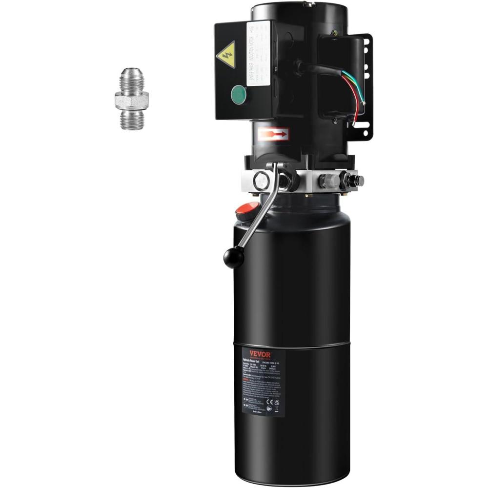 image:imageVEVOR Hydraulic Pump Double Acting 4 Way Hydraulic Power Unit Double Solenoid Hydraulic Power Pack 12V DC Hydraulic Power Pump with 45Liter Reservoir for Dump Trailer Car Lifting10 Quart