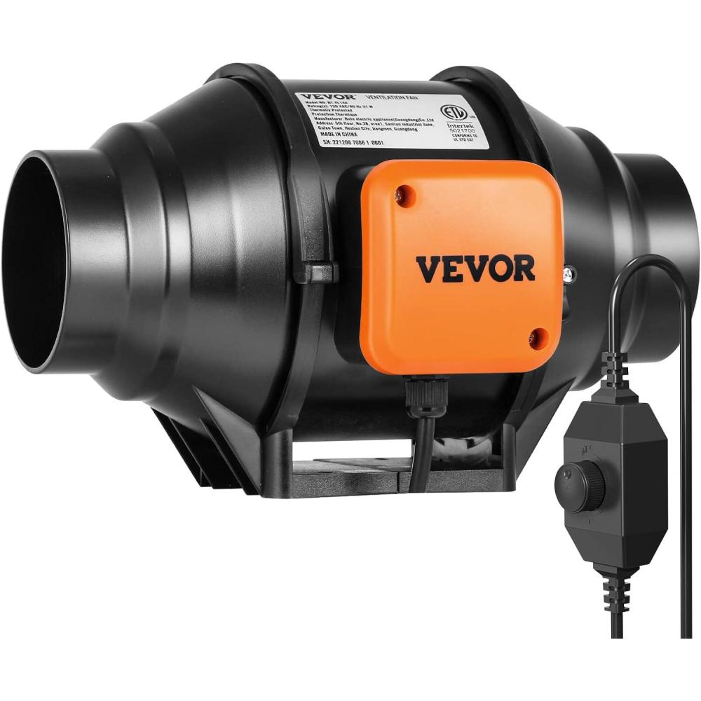 image:imageVEVOR Inline Duct Fan 6Inch 400 CFM with Variable Speed Controller Quiet ACMotor Ventilation Exhaust Fan for Cooling Booster Grow Tents Hydroponics4 Fan Variable Speed Controller