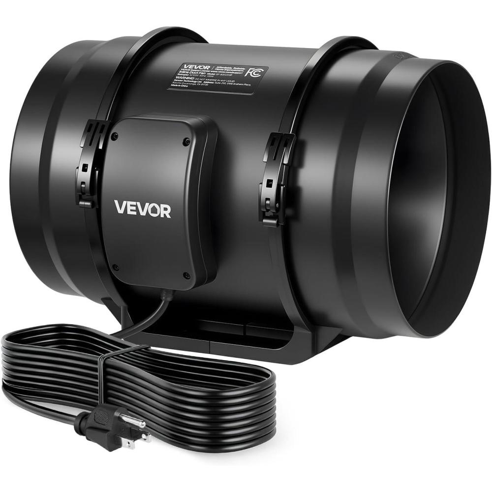 image:imageVEVOR Inline Duct Fan 6Inch 400 CFM with Variable Speed Controller Quiet ACMotor Ventilation Exhaust Fan for Cooling Booster Grow Tents Hydroponics8 Inline Fan