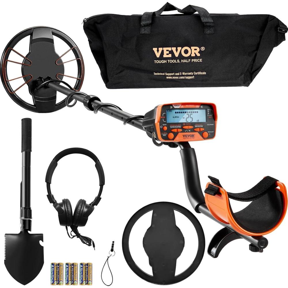 image:imageVEVOR Metal Detector for Adults amp Kids 10 Inch Waterproof Search Coil with LCD Display 7 Modes Adjustable 4152 Aluminum Stem DSP Chip Higher Accuracy Gold Detector 10 Detection Depth10inch