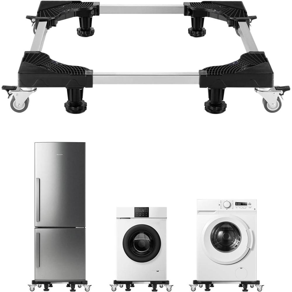 image:imageVEVOR Mini Fridge Stand 1625 Adjustable Dolly Washing Machine Stand Base with 4 Strong Feet 4 Locking Swivel Wheels Furniture Mover Mobile Base for Washing Machine Washer and Dryer2735inch