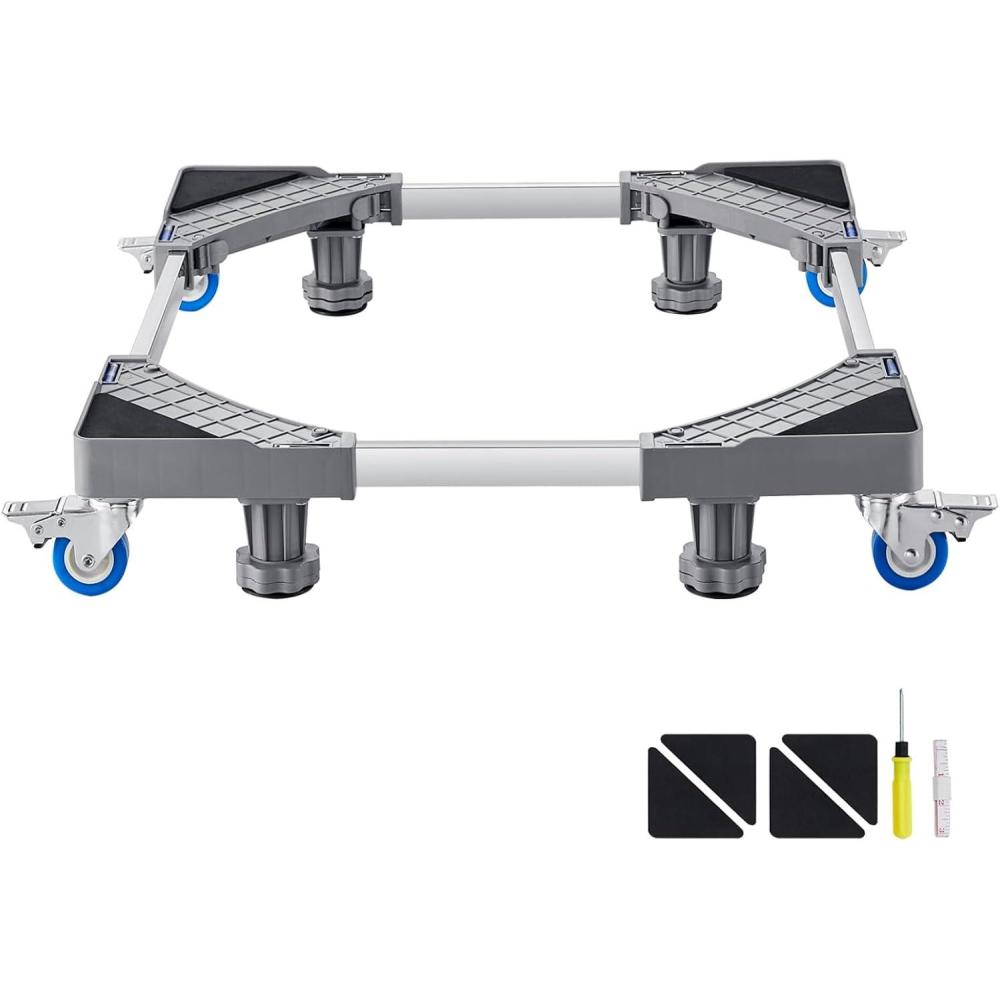 image:imageVEVOR Mini Fridge Stand 1625 Adjustable Dolly Washing Machine Stand Base with 4 Strong Feet 4 Locking Swivel Wheels Furniture Mover Mobile Base for Washing Machine Washer and Dryer1625inch