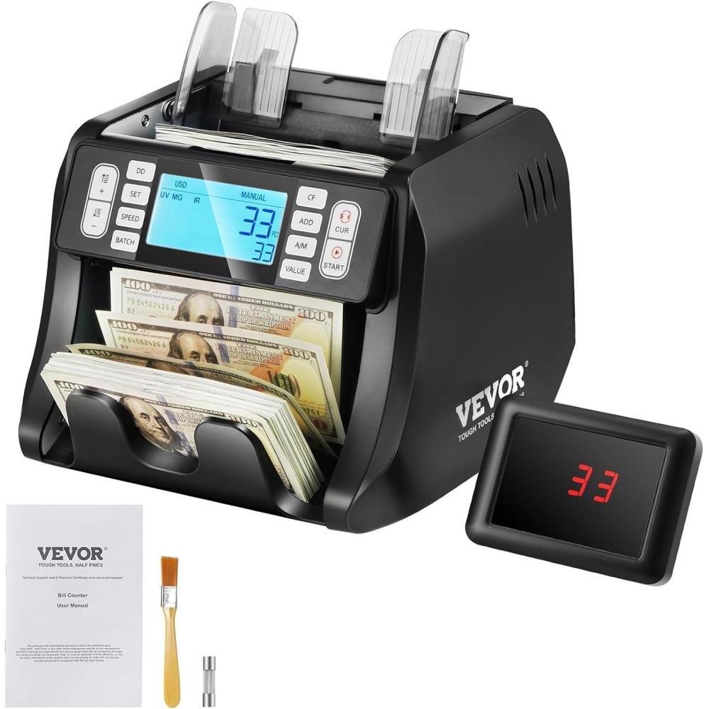 image:imageVEVOR Money Counter Machine Bill Counter with UVMGIRDDDBLHLFCHN Counterfeit Detection CountingValue CountAddBatch Modes USDEUR Money Counting Machine with LCD Display for Small BusinessBusiness Grade