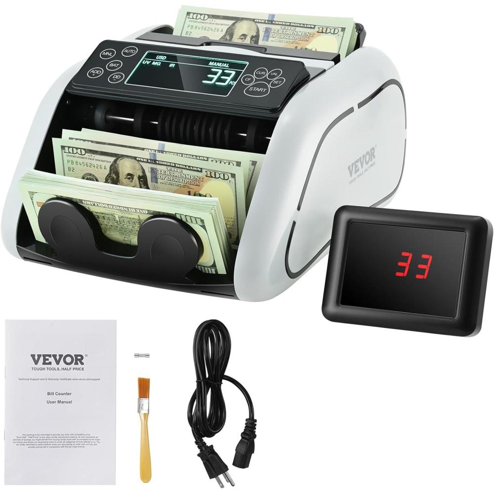 image:imageVEVOR Money Counter Machine Bill Counter with UVMGIRDDDBLHLFCHN Counterfeit Detection CountingValue CountAddBatch Modes USDEUR Money Counting Machine with LCD Display for Small BusinessSmall Business Grade