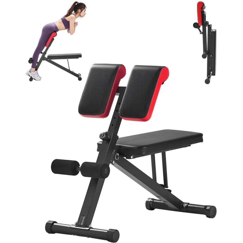image:imageVEVOR MultiFunctional Weight Bench for Full Body Workout Roman Chair Hyperextension Bench 330 lbs Adjustable amp Foldable Equipment for Back Arm Core Ab Workout Sit Up Exercise Machine for Home Gym