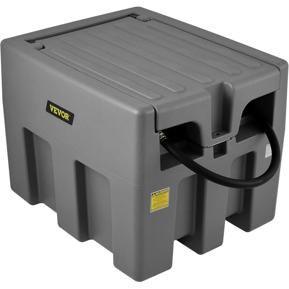 image:imageVEVOR New Portable Diesel Tank 58 Gallon Capacity amp 10 GPM Flow Rate Diesel Fuel Tank with 12V Electric Transfer Pump and 131ft Rubber Hose PE Diesel Transfer Tank for Easy Fuel TransportationGray