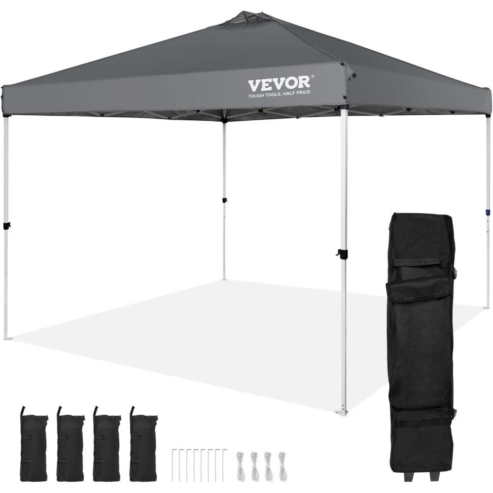 image:imageVEVOR Patio Gazebo for 68 Person 10 x 10 FT Backyard Gazebo with Mosquito Netting Metal Frame and PU Coated 180G Polyester Outdoor Canopy Shelter for Patio Backyard Lawn Garden DeckGray