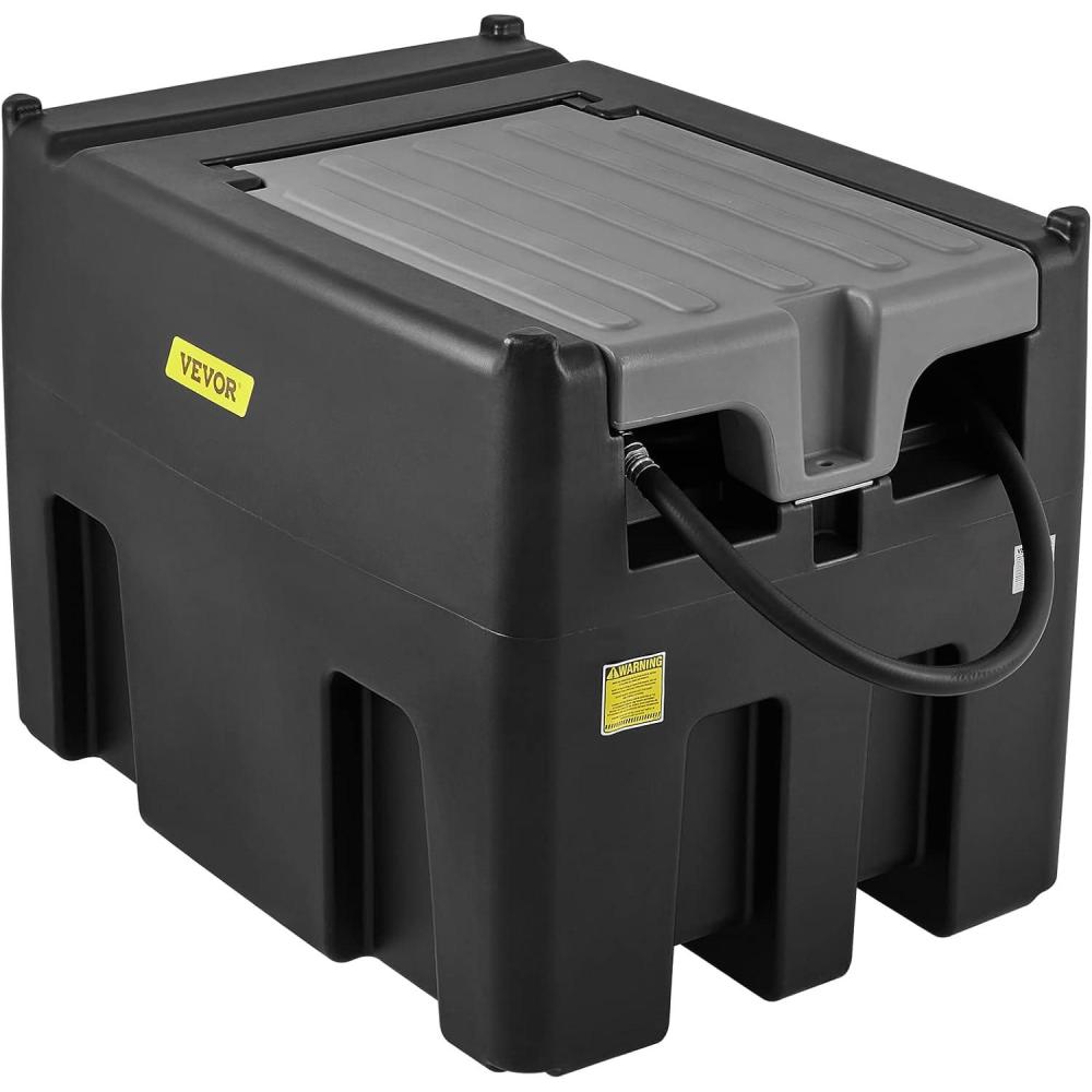 image:imageVEVOR Portable Diesel Tank 116 Gallon Capacity amp 10 GPM Flow Rate Diesel Fuel with 12V Electric Transfer Pump and 131ft Rubber Hose PE Transfer Tank for Easy Fuel Transportation GrayBlack
