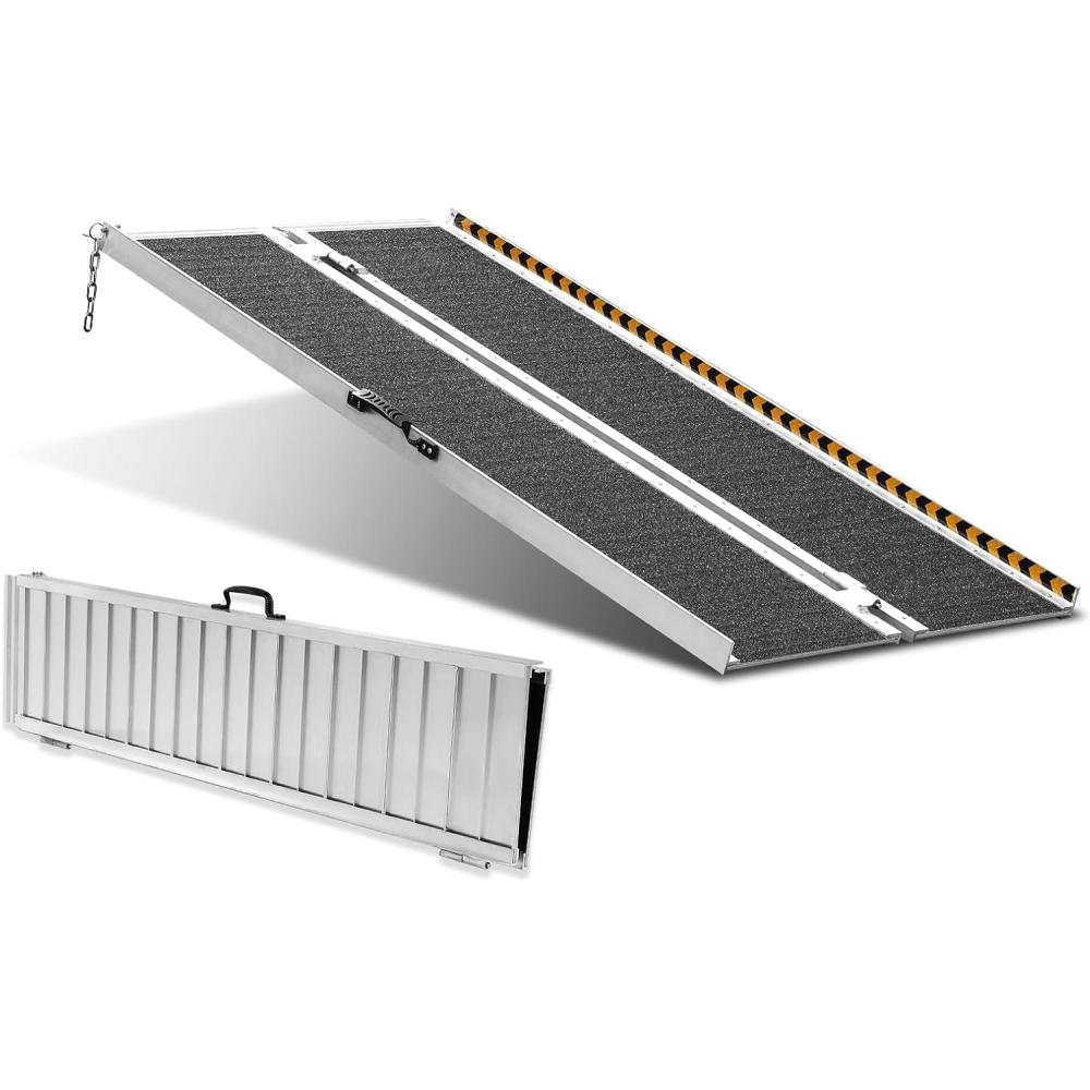 image:imageVEVOR Portable Wheelchair Ramp 6FT NonSlip Aluminum Folding Handicap Ramp Door Threshold Ramps for Wheelchair for HomeWheel Chair Ramp Steps Cars Scooter Cart Curbs Stairs4FT For height 412