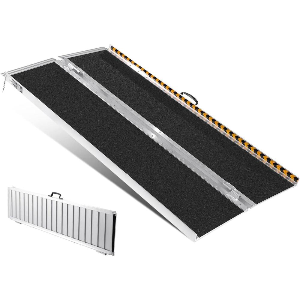 image:imageVEVOR Portable Wheelchair Ramp 6FT NonSlip Aluminum Folding Handicap Ramp Door Threshold Ramps for Wheelchair for HomeWheel Chair Ramp Steps Cars Scooter Cart Curbs Stairs6FT For height 618