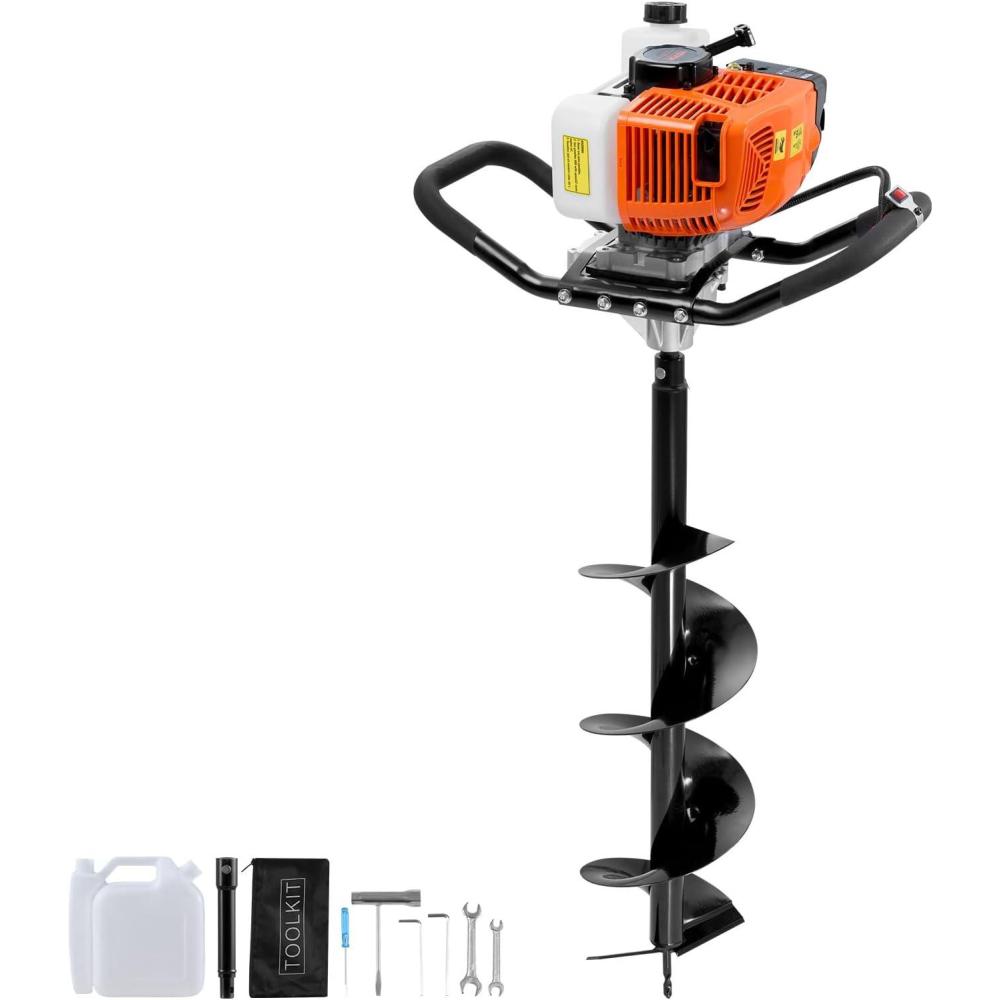 image:imageVEVOR Post Hole Digger 43cc 1250W Auger Post Hole Digger Gas Powered Earth Digger with 8 Earth Auger Drill Bit 30 inch Long Alloy Steel Auger for Farmland Garden and Plant EPA Certification63CC8