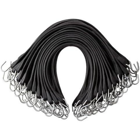 image:imageVEVOR Rubber Bungee Cords 50 Pack 21 Long Weatherproof Natural Rubber Tie Down Straps with Crimped S Hooks Heavy Duty Outdoor Tarp Straps for Securing Flatbed Trailers Canvases Cargo and More31inch 50pcs