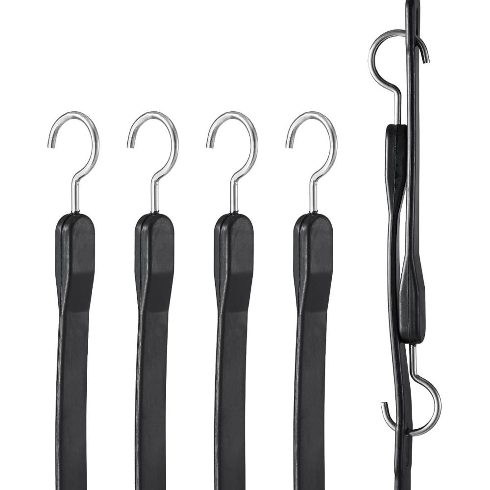 image:imageVEVOR Rubber Bungee Cords 50 Pack 21 Long Weatherproof Natural Rubber Tie Down Straps with Crimped S Hooks Heavy Duty Outdoor Tarp Straps for Securing Flatbed Trailers Canvases Cargo and More40inch 4pcs Adjustable