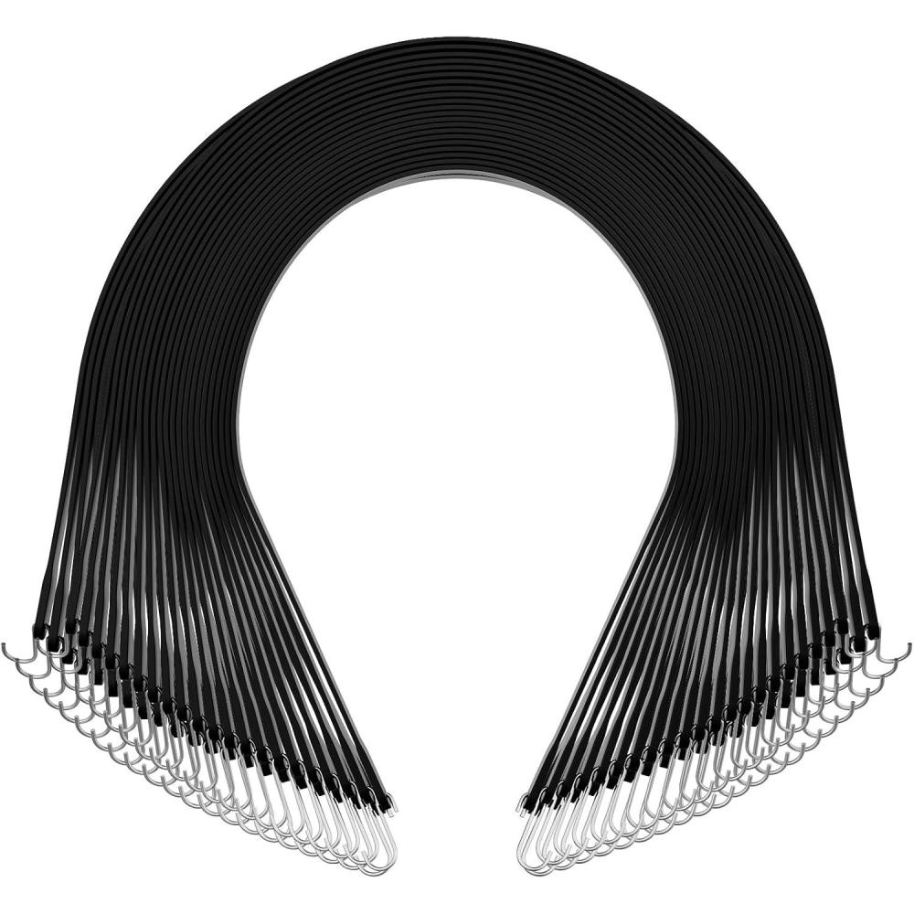 image:imageVEVOR Rubber Bungee Cords 50 Pack 21 Long Weatherproof Natural Rubber Tie Down Straps with Crimped S Hooks Heavy Duty Outdoor Tarp Straps for Securing Flatbed Trailers Canvases Cargo and More21inch 50pcs