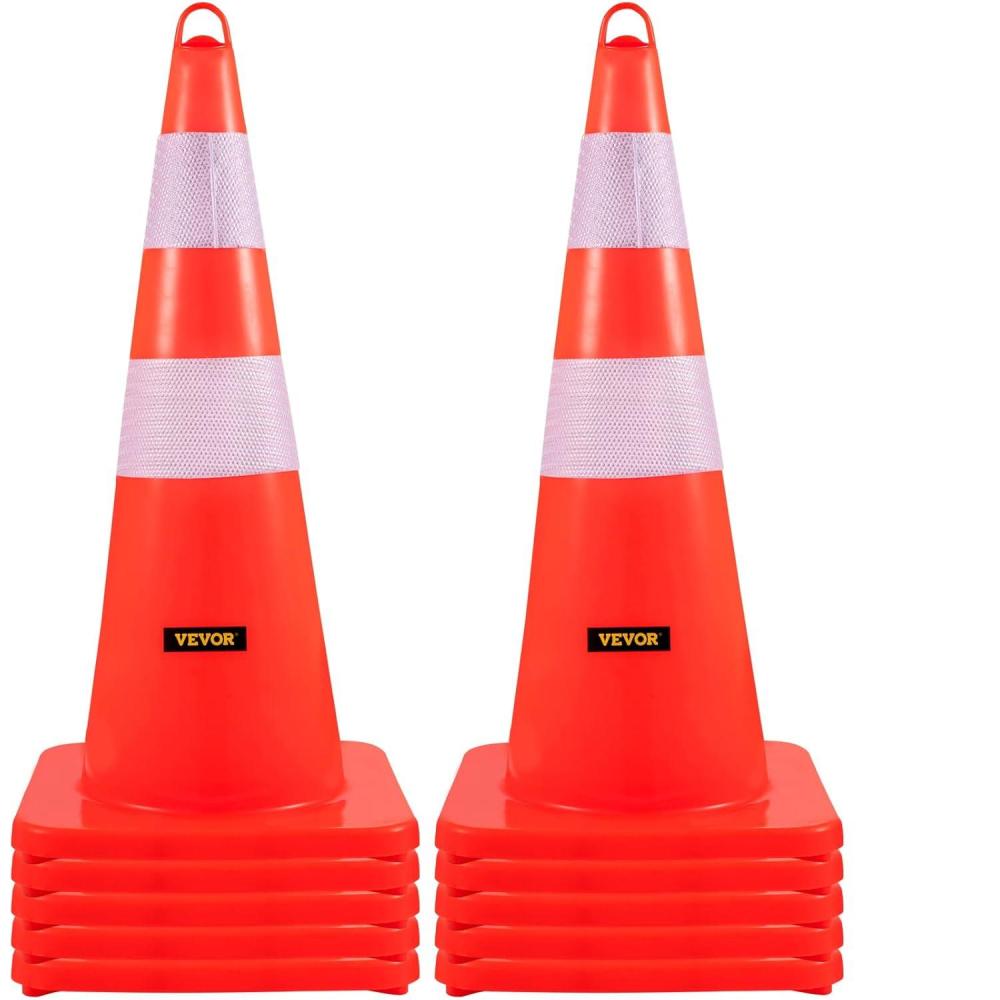 image:imageVEVOR Safety Cones 12 x 28 Traffic Cones PVC Orange Construction Cones 2 Reflective Collars Traffic Cones with Weighted Base and HandHeld Ring Used for Traffic Control Driveway Road Parking10