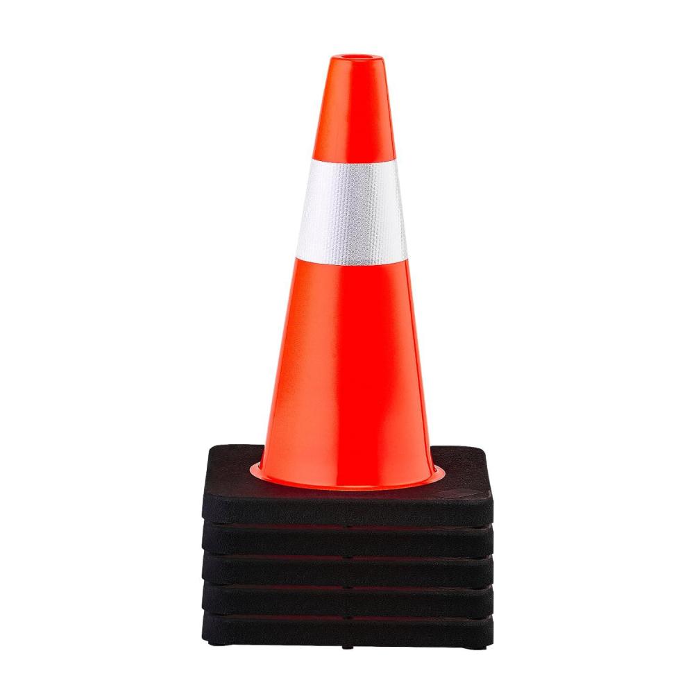 image:imageVEVOR Safety Cones 6 Pack 36 Traffic Cones PVC Orange Construction Cones with Reflective Collars and Black Weighted Base for Traffic Control Driveway Road Parking and School Improvement18H5Pack