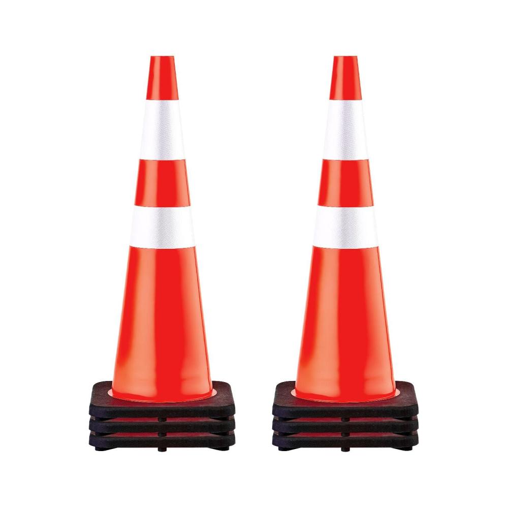 image:imageVEVOR Safety Cones 6 Pack 36 Traffic Cones PVC Orange Construction Cones with Reflective Collars and Black Weighted Base for Traffic Control Driveway Road Parking and School Improvement366Cones