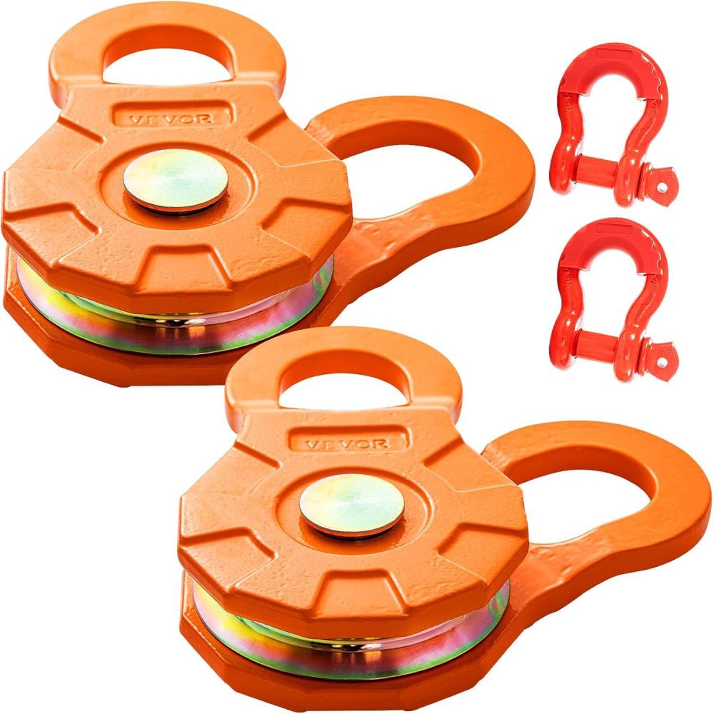 image:imageVEVOR Snatch Block Pulley 33000LBS WLL Pulley System for Synthetic Rope Or Steel Cable Change The Direction Create Mechanical Advantage Ideal for Truck Tractor ATV amp UTV 1 Pack Orangeyellow