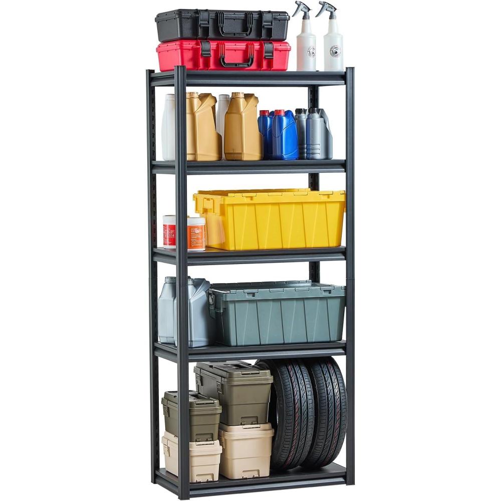 image:imageVEVOR Storage Shelves 3000 lbs 5 Tier Garage Storage Shelving 18 D x 48 W x 78 H Adjustable Metal Shelves for Garage Shelves Utility Rack Shelf Ideal for Kitchen Warehouse Basement Black16 D x 32 W x 72 H