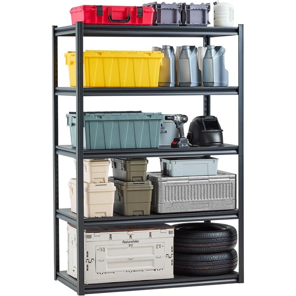 image:imageVEVOR Storage Shelves 3000 lbs 5 Tier Garage Storage Shelving 24 D x 48 W x 72 H Adjustable Metal Shelves for Garage Shelves Utility Rack Shelf Ideal for Kitchen Warehouse Basement Black24 D x 48 W x 72 H