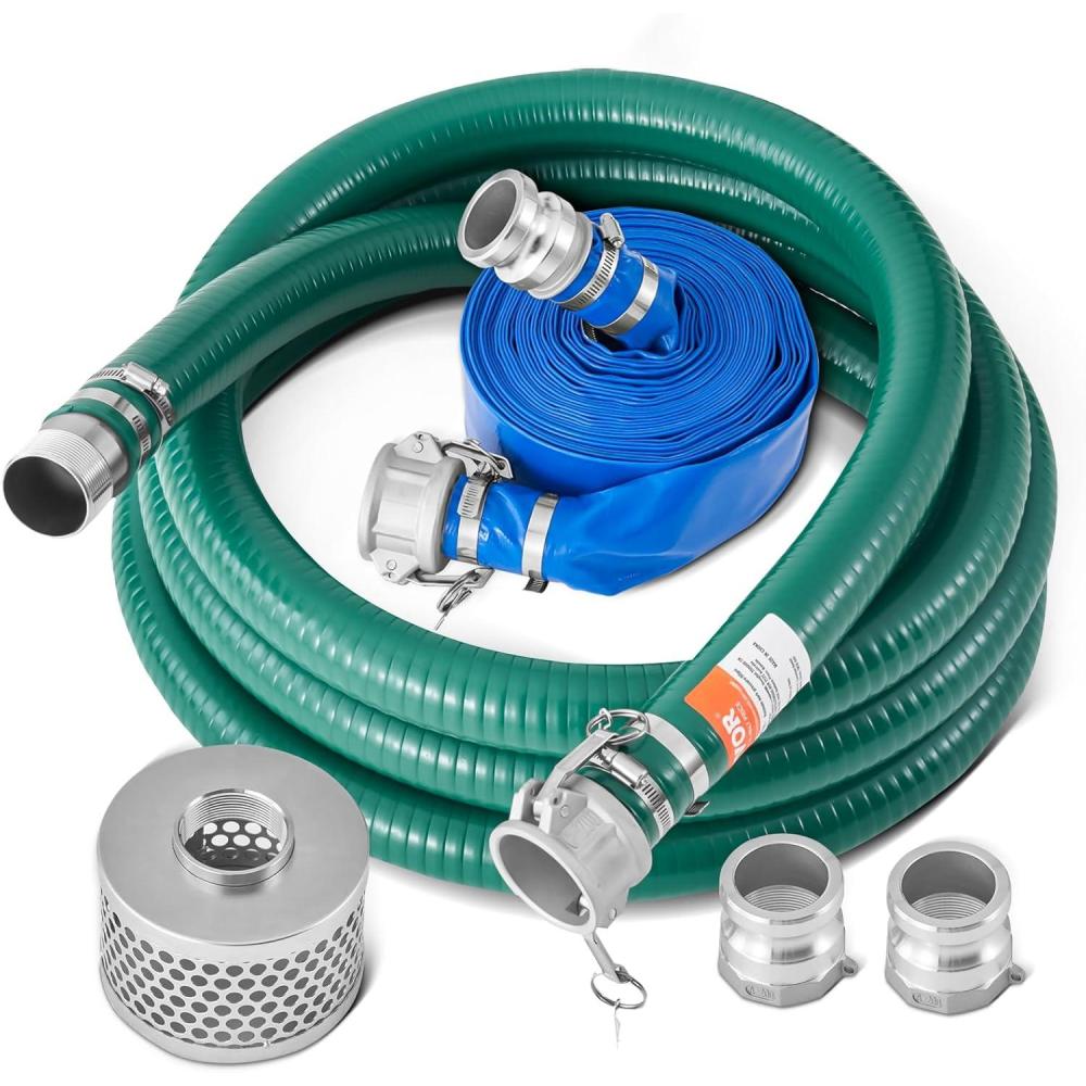 image:imageVEVOR Suction Hose 2 in x 20 ft Green High Quality Hose with Camlock Connectors and Aluminum Fittings Fit Various Pumps for Sewage Treatment Water Transportation and More Agricultural Purposes2 x 20 suction hose 60 Backwash Hose
