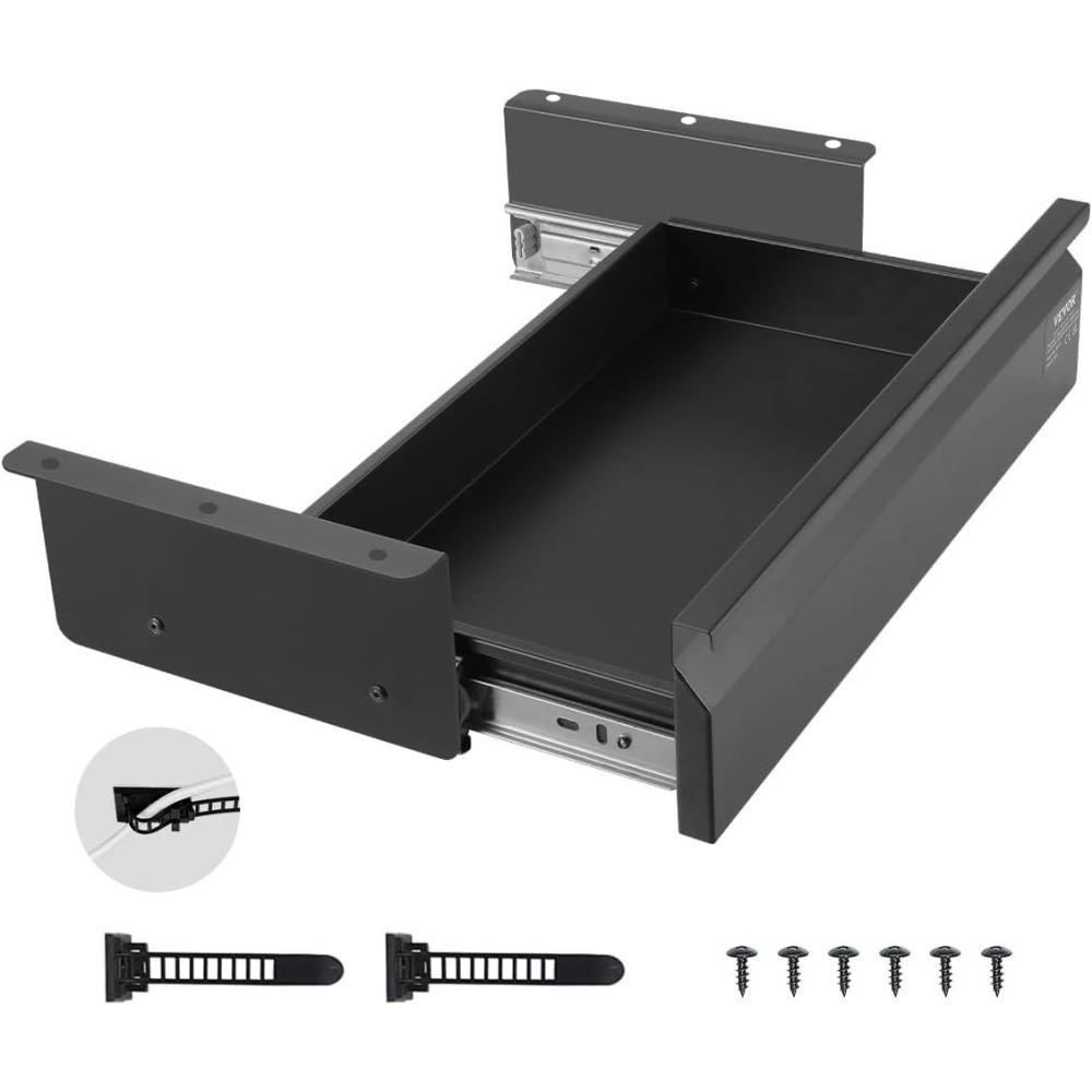 image:imageVEVOR Under Desk Drawer Slide Out 16 inch Attachable Desk Drawer for Sit Stand Workstation Hidden Under Counter Drawers for office Home Black16inch