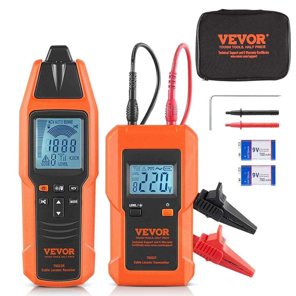 image:imageVEVOR Underground Cable Locator 8 Ft Max Detect Depth Cable Tester 12 to 600V NVC Wire Tracer Break Detector Finder 6561Ft Detect Length for Electrical Circuits Pipelines Dog Fence Buried Cables
