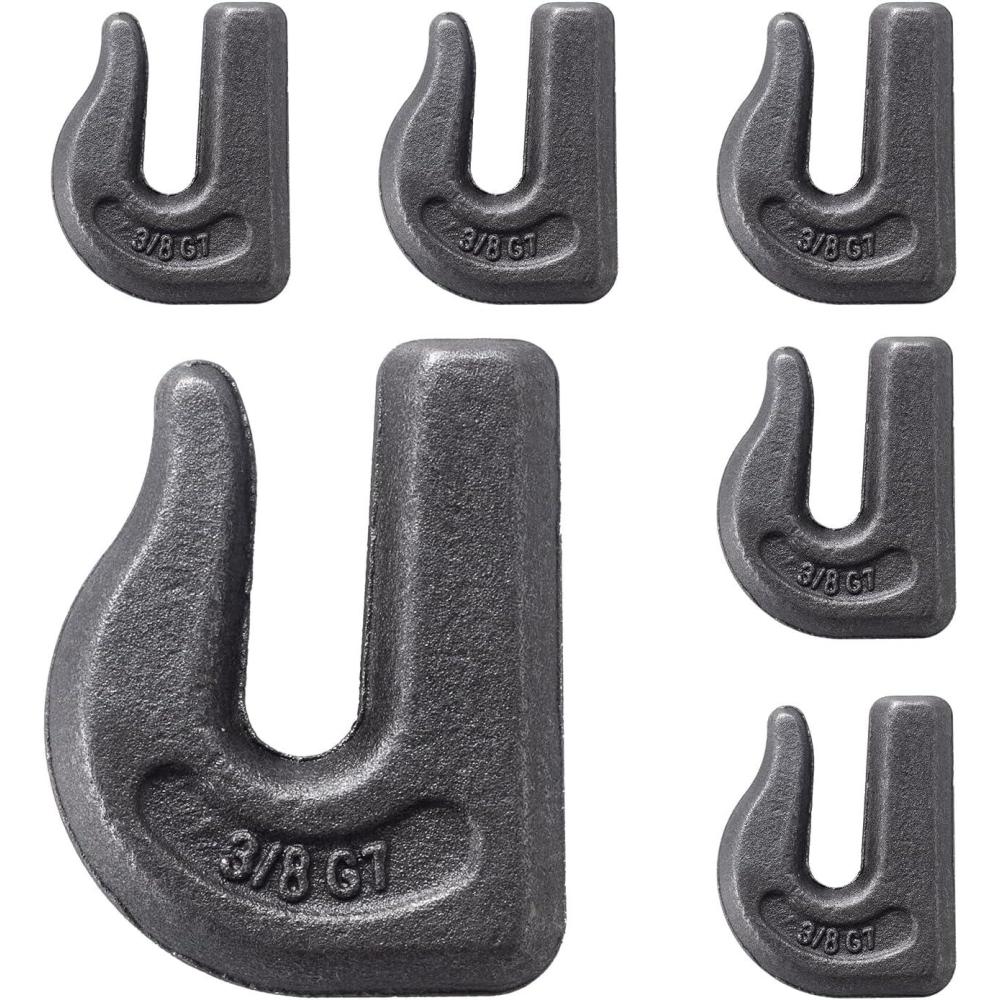 image:imageVEVOR Weldon Grab Chain Hooks 38 Heavy Duty Tow Hook G70 Forged Steel 6 Packs Tractor Hook Weldable Compatible for Tractor Bucket Crane Chain Hoist Forklift Maximum Break Strength 15000 lbs6PCS Welded