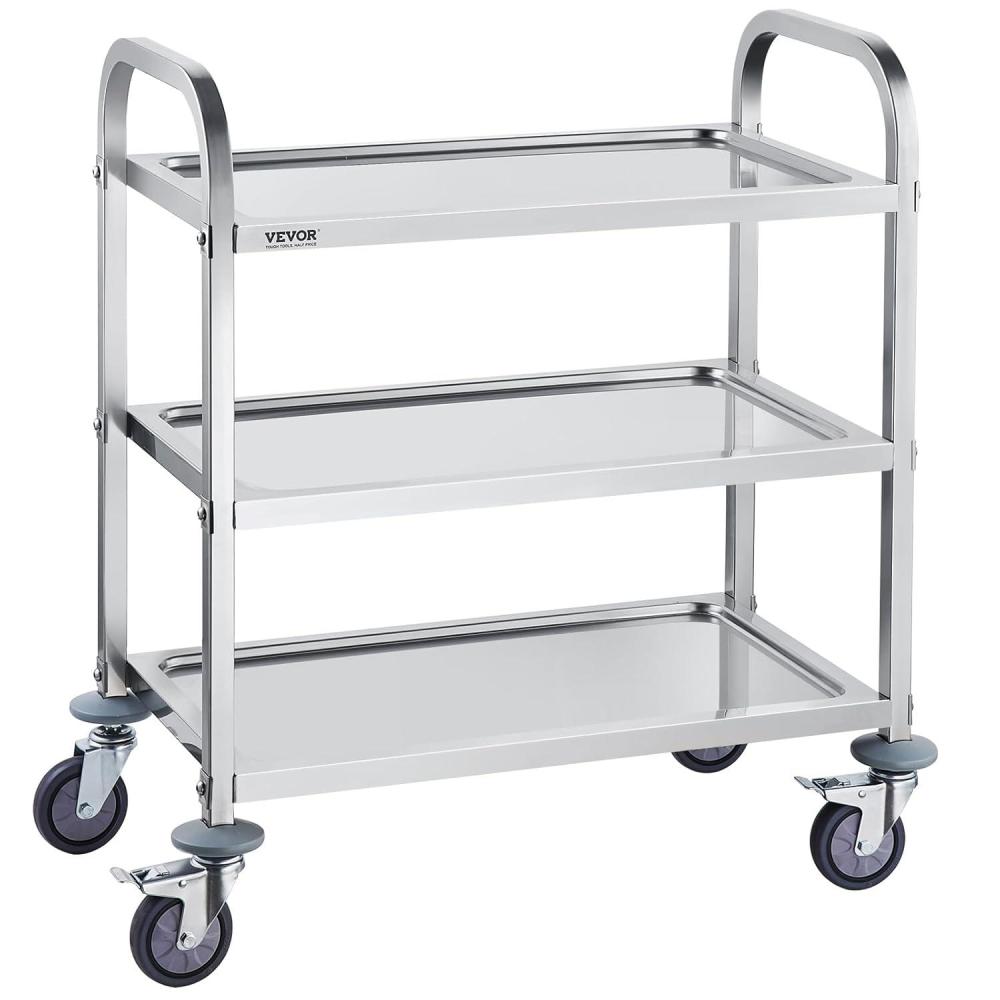 image:imageVEVORnbspStainless Steel Cartnbsp3 LayersnbspLab Utility Cartnbsp400 lbs Weight CapacitynbspMedical Cartnbspwith Lockable Universal Wheels for Lab Clinic Kitchen Salon