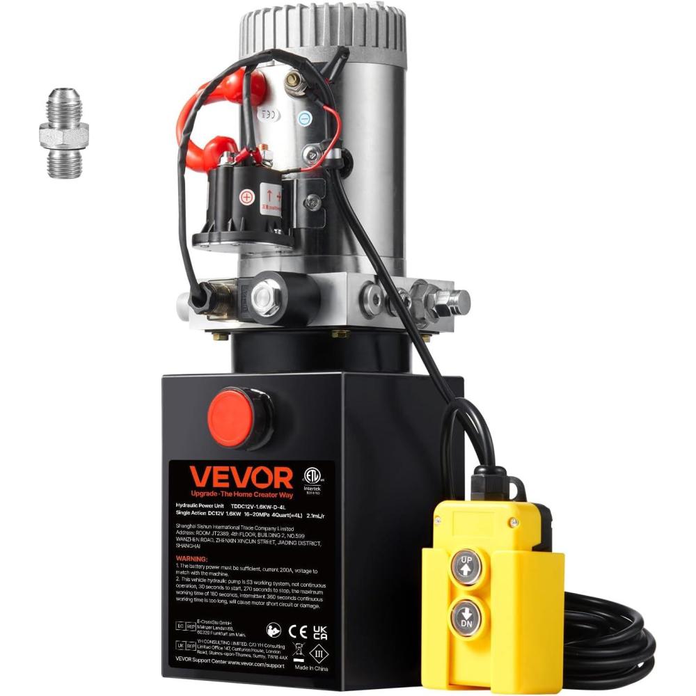 image:imageVevor Hydraulic Pump 15 Quart Hydraulic Motor Hydraulic Lift Single Phase Car Lift 3450 RPM Dump Trailer 208230 Volt Portable Car Lift 2 Horsepower Auto Lift Vehicle Lift Portable Power Press4 Quart Single Acting