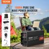 VEVOR 1000W Pure Sine Wave Inverter, DC 12V to AC 120V Power Inverter with 2 AC Outlets 1 USB Port 1 Type-C Port, Remote Control for Small Home Devices Like Smartphone Laptop, CE FCC Certified(1000W)