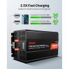 VEVOR 1000W Pure Sine Wave Inverter, DC 12V to AC 120V Power Inverter with 2 AC Outlets 1 USB Port 1 Type-C Port, Remote Control for Small Home Devices Like Smartphone Laptop, CE FCC Certified(4000W)