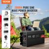 VEVOR 1000W Pure Sine Wave Inverter, DC 12V to AC 120V Power Inverter with 2 AC Outlets 1 USB Port 1 Type-C Port, Remote Control for Small Home Devices Like Smartphone Laptop, CE FCC Certified(2000W)