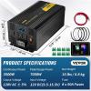 VEVOR 1000W Pure Sine Wave Inverter, DC 12V to AC 120V Power Inverter with 2 AC Outlets 1 USB Port 1 Type-C Port, Remote Control for Small Home Devices Like Smartphone Laptop, CE FCC Certified(3500W)