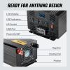 VEVOR 1000W Pure Sine Wave Inverter, DC 12V to AC 120V Power Inverter with 2 AC Outlets 1 USB Port 1 Type-C Port, Remote Control for Small Home Devices Like Smartphone Laptop, CE FCC Certified(3500W)